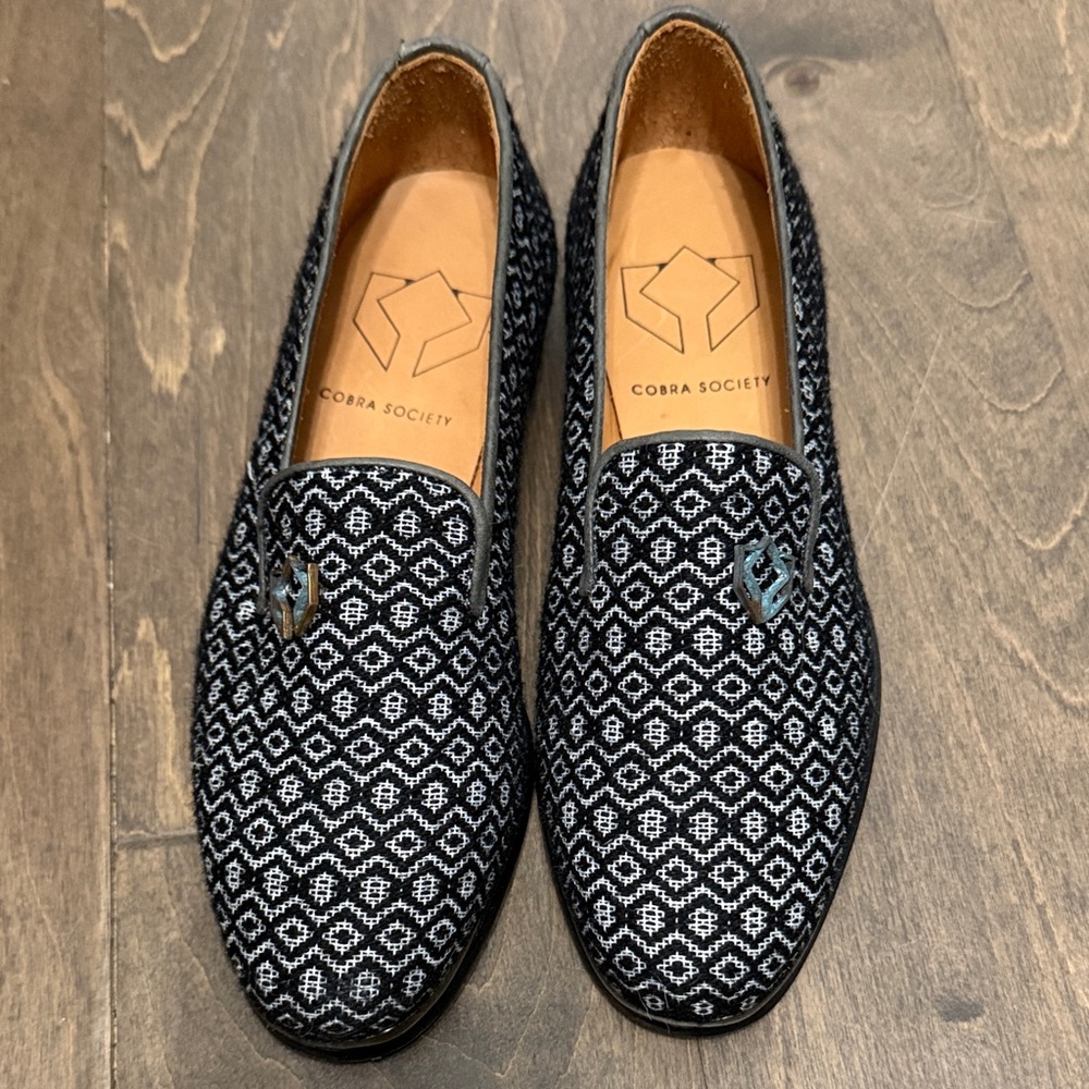 Society Black and White Patterned Men's Loafers